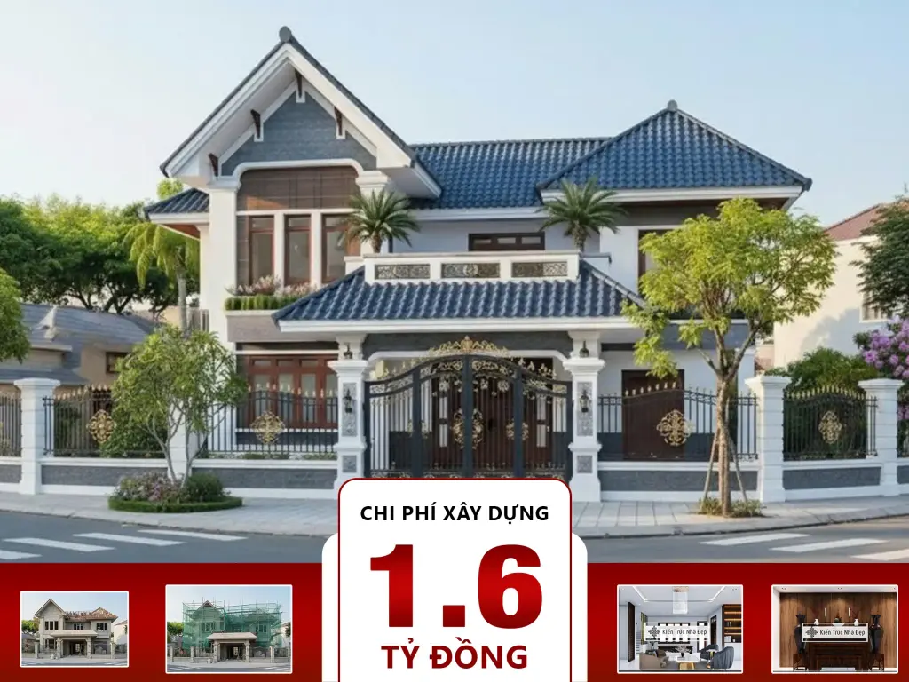Biệt thự mái Nhật 2 tầng 5 phòng ngủ 18x13m
