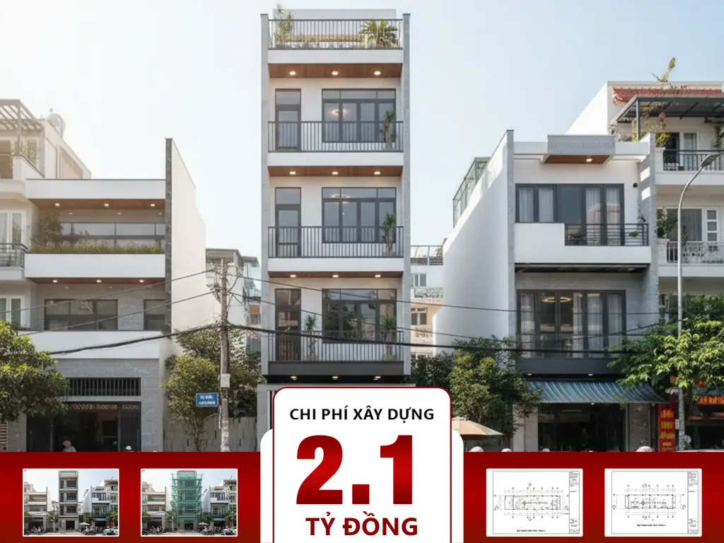 Nhà phố 4 tầng 1 tum 4 phòng ngủ 5x21m