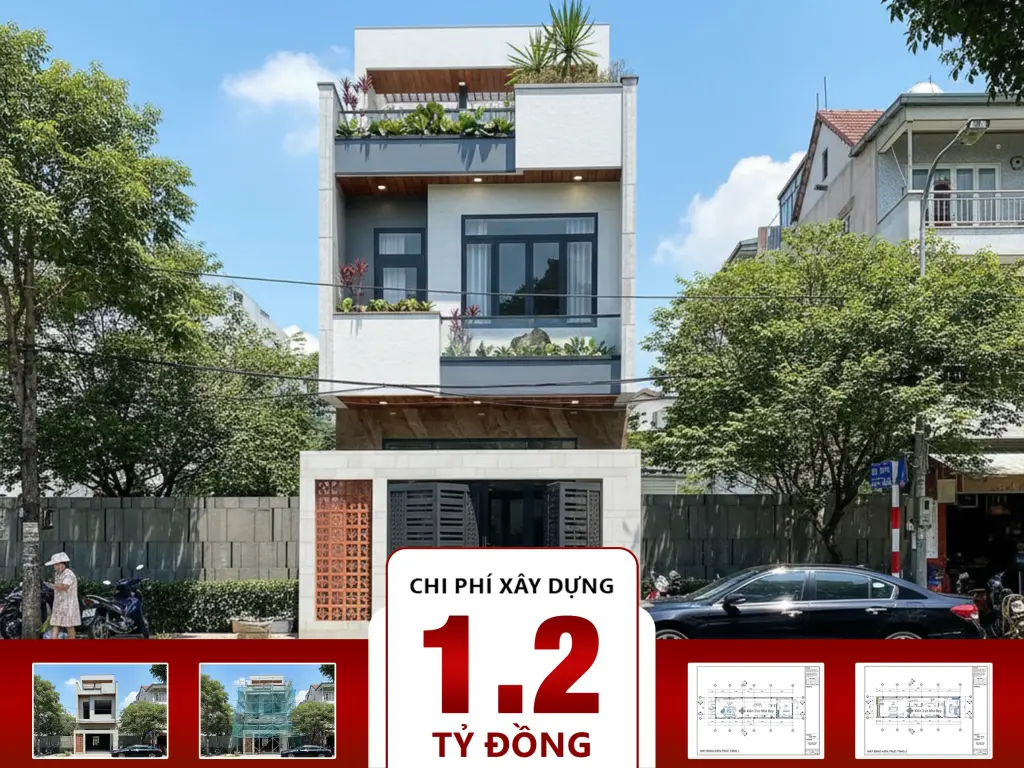 Nhà phố 3 tầng 4 phòng ngủ 5m×20m