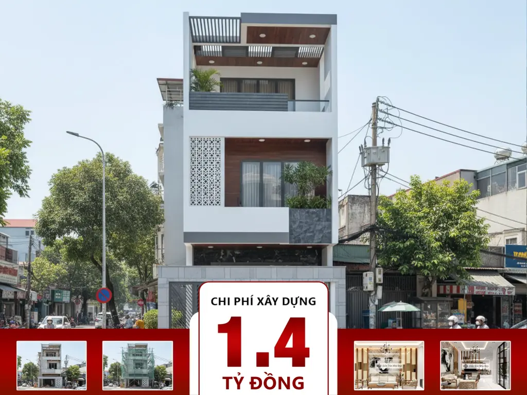 Nhà 3 tầng 4 phòng ngủ 5mx24m